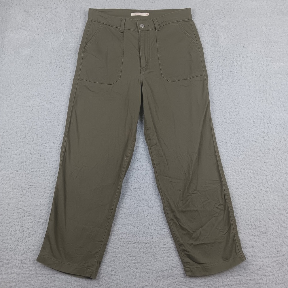 Levi Utility Pant Women 28 Olive Green High Rise Straight Leg A7543-0001